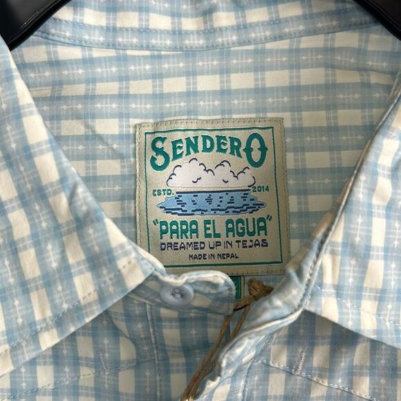 Sendero Provision Co Confluence Tech Shirt Sz XL Blue White Long Sleeve Snap But - Picture 3 of 8